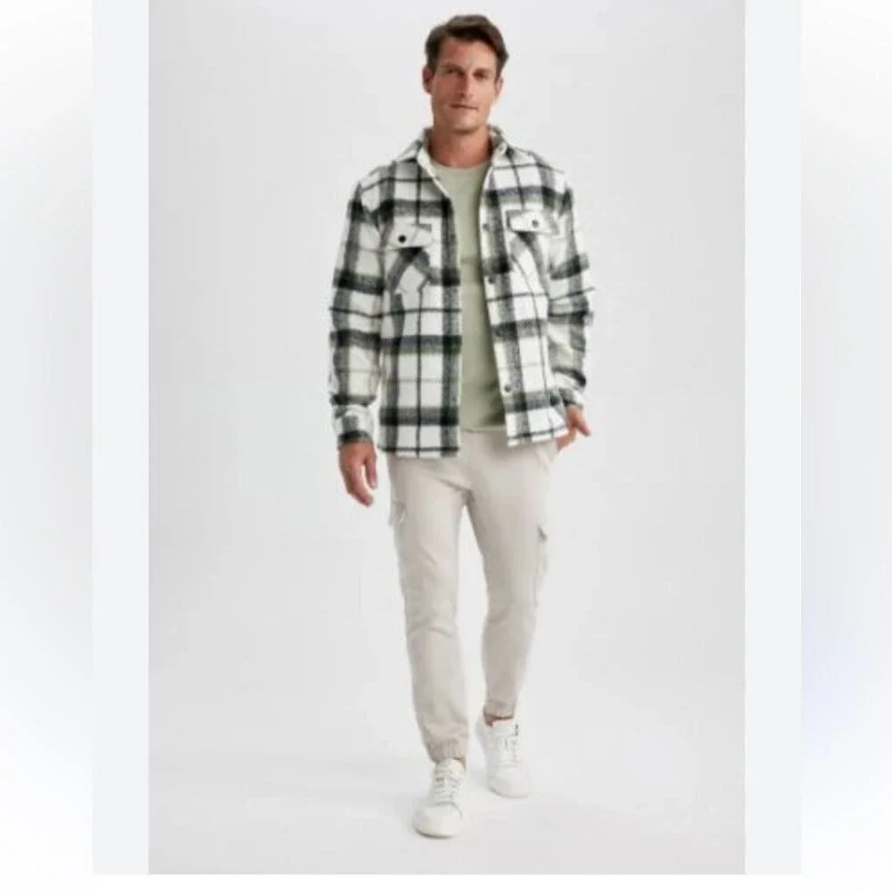 J.Crew Men's Shirt jacket Sherpa Lining Green Plaid Shacket M